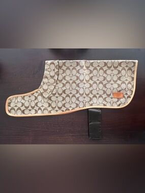 Coach Dog Coat - Beige & Brown Signature Jacquard Panel with Leather Trim